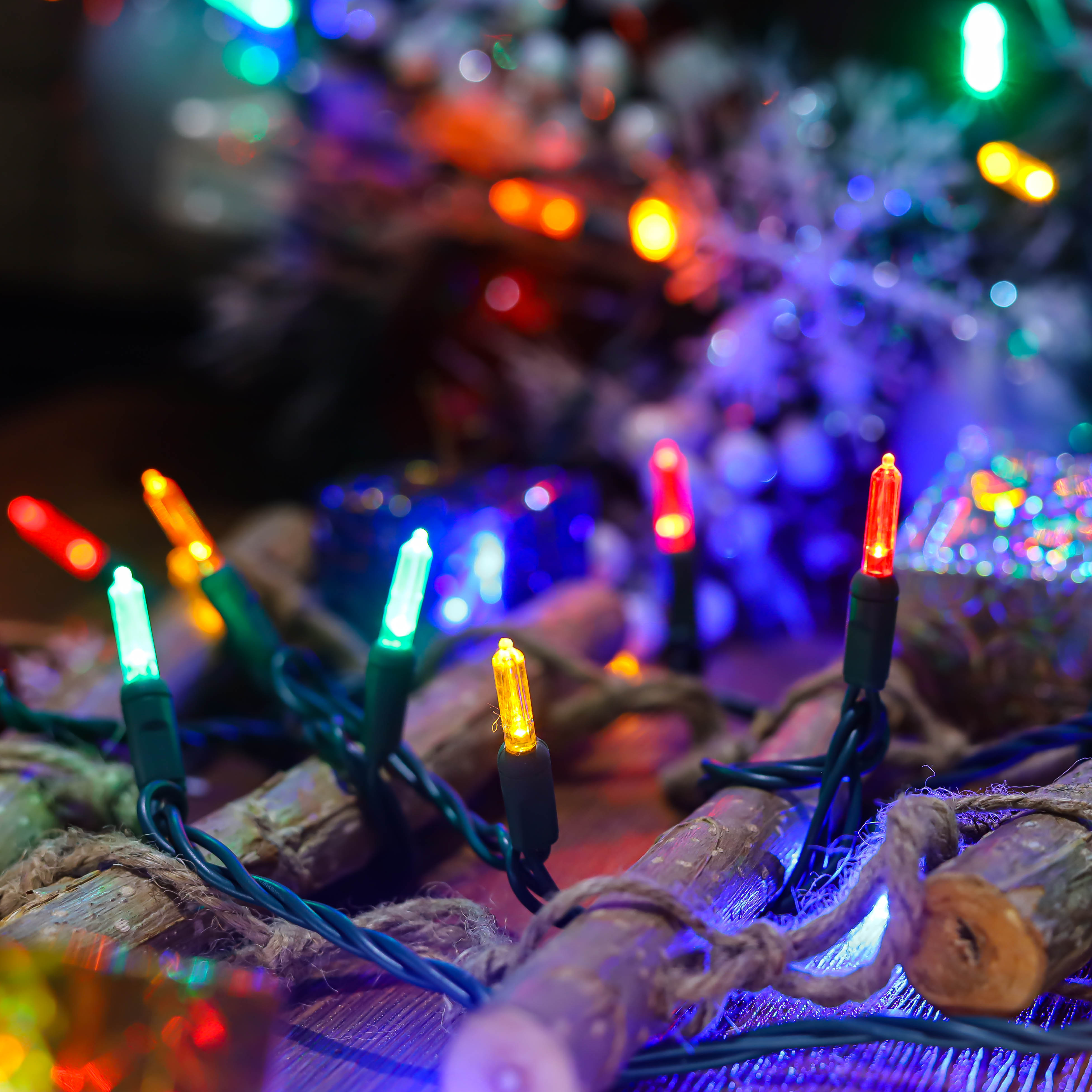 Lumières de noël LED UL T5, guirlandes multiples, ensemble de lumières à fil vert, étanche pour l'extérieur