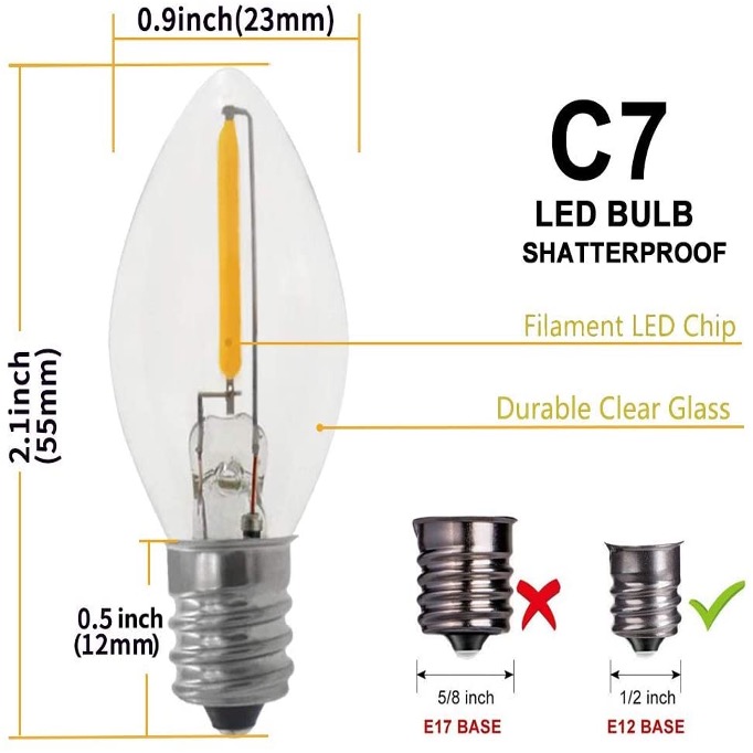 Ampoules LED à filament C7 E12