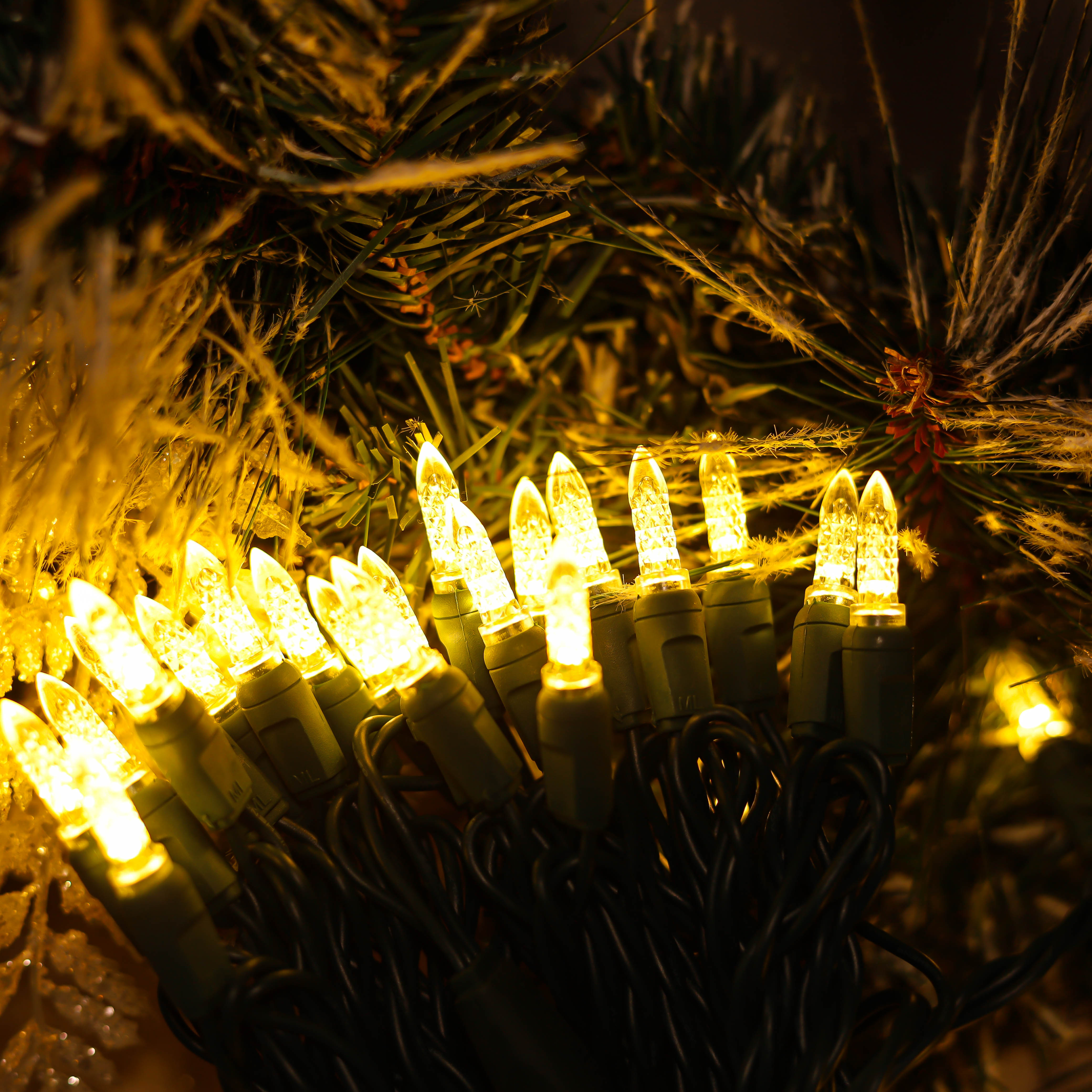 Lumières de Noël à LED M5 blanc chaud certifiées UL