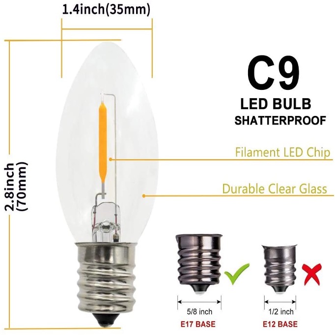 Ampoules LED à filament C9 E17