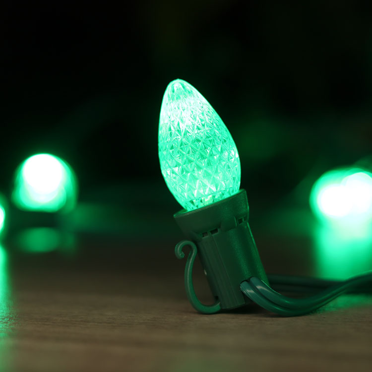 Ampoules de rechange C7 Minleon LED, ampoule de Noël verte UL étanche pour l'extérieur