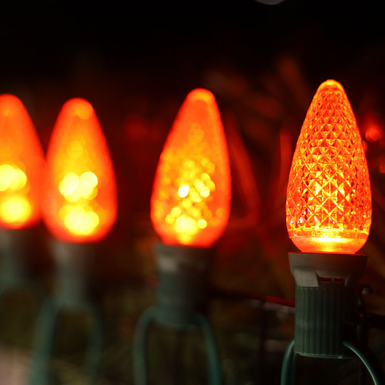 Ampoules de rechange à intensité variable de Noël orange commercial 120 V UL C9 E17