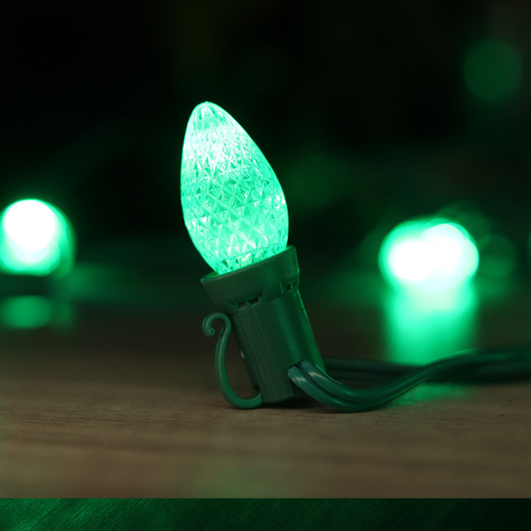 Ampoules de rechange C7 Minleon LED, ampoule de Noël verte UL étanche pour l'extérieur