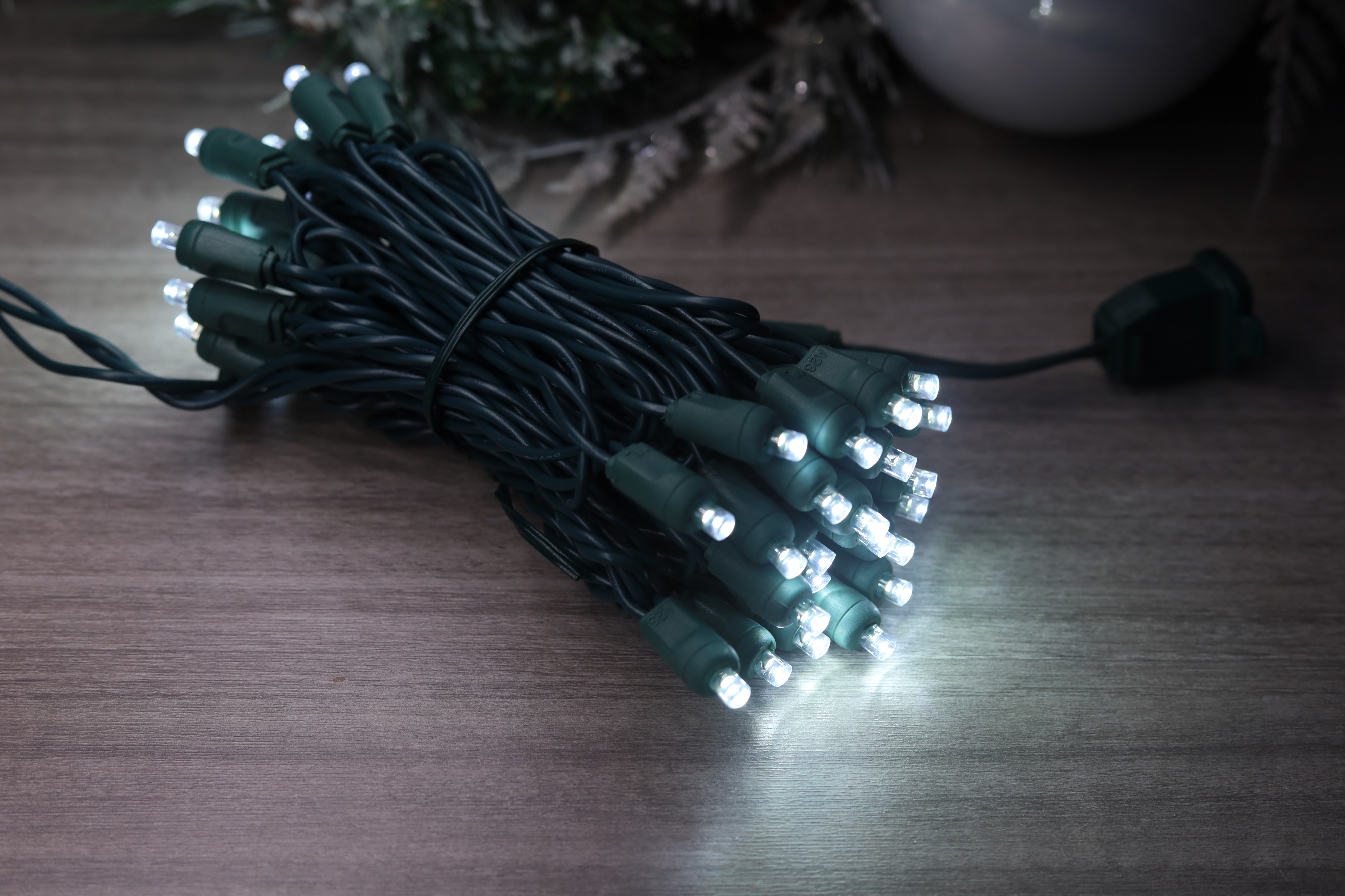 Mini guirlande lumineuse LED UL grand angle, lumières de Noël blanc froid, utilisation extérieure et intérieure UL
