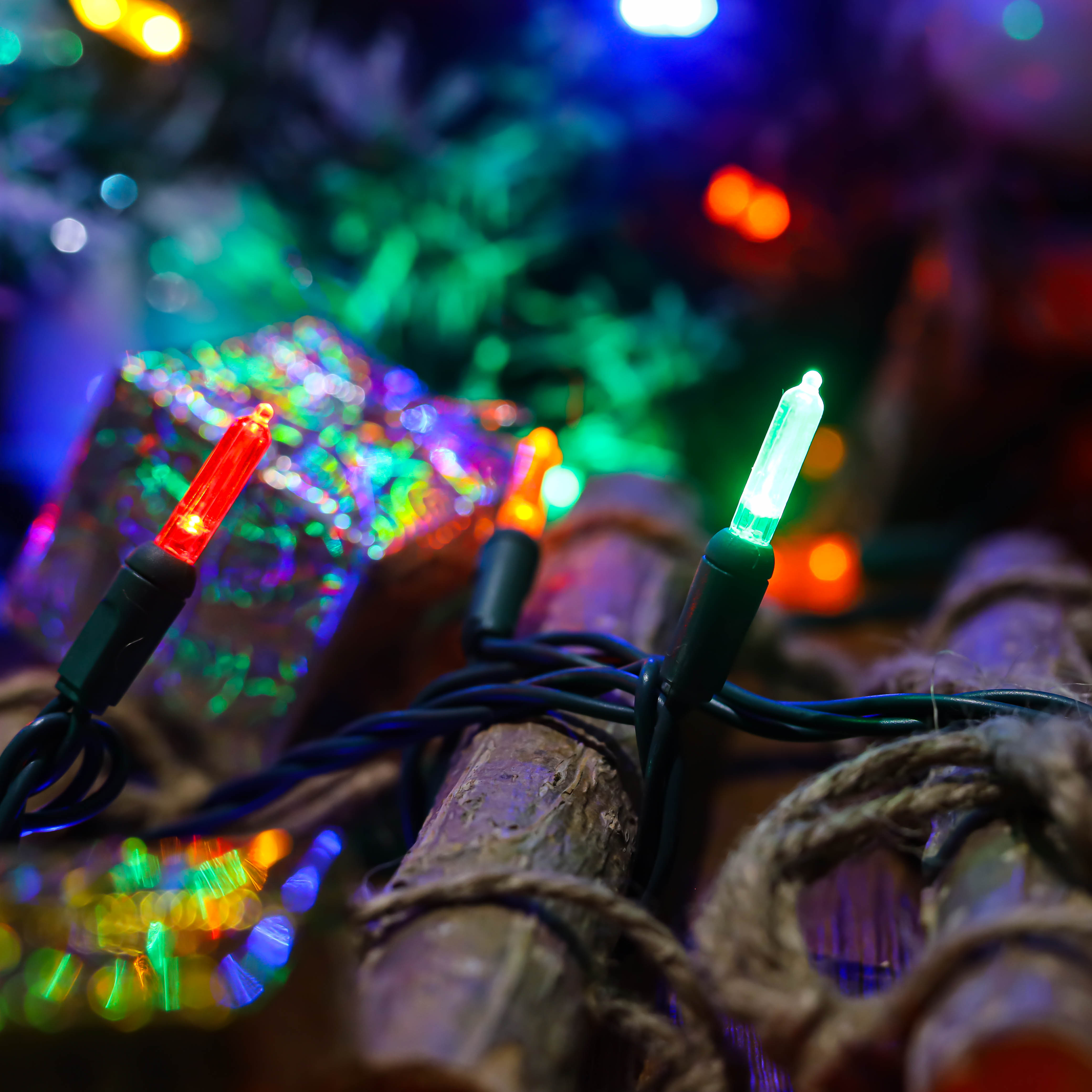 Lumières de noël LED UL T5, guirlandes multiples, ensemble de lumières à fil vert, étanche pour l'extérieur