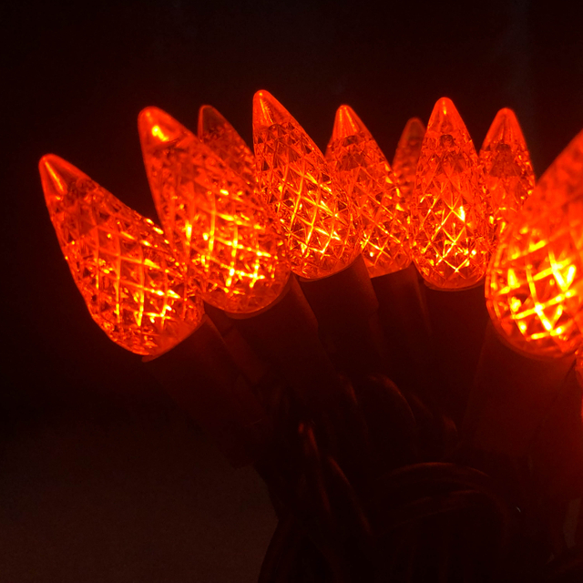 22 AWG fil UL étanche utilisation extérieure Orange LED C6 fraise LED guirlandes lumineuses 