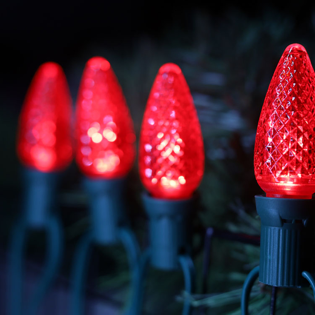 Ampoules de Noël LED E17 C9 rouges commerciales