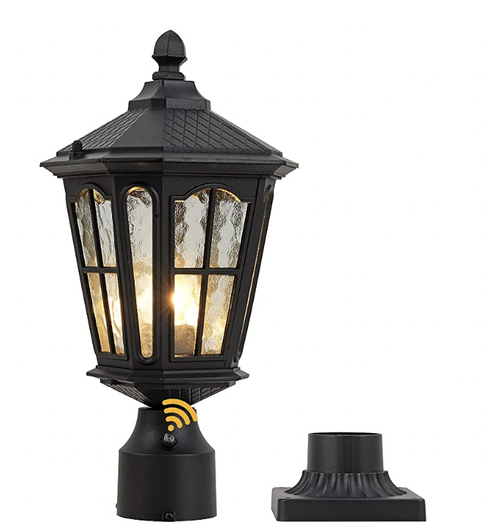 Lampadaire d'extérieur du crépuscule à l'aube avec base de montage sur pilier de 3 pouces