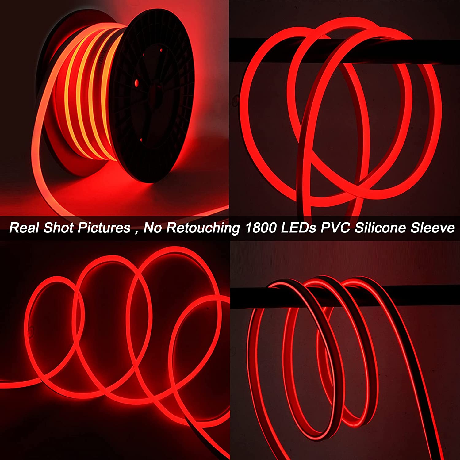 Lumières à corde néon à LED rouge 110 V