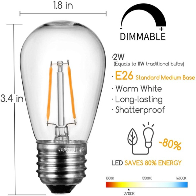 Ampoules LED à filament S14 E26