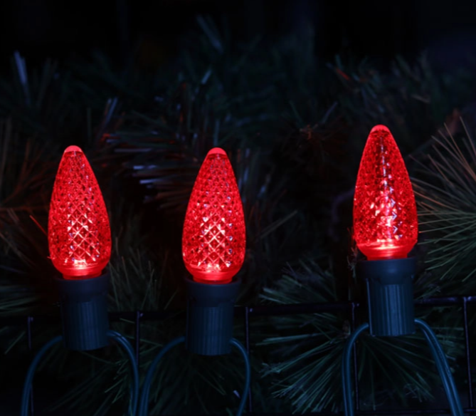 Ampoules de No&euml;l LED E17 C9 rouges commerciales